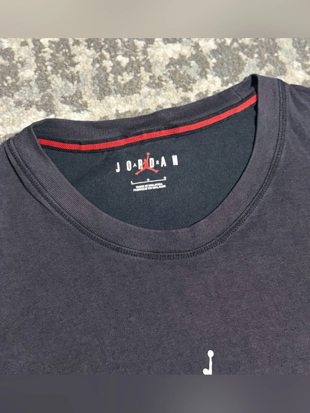 Nike Air Jordan - Men’s Gray Fade Washed Dri-Fit Crew Neck T-Shirt, Size -L